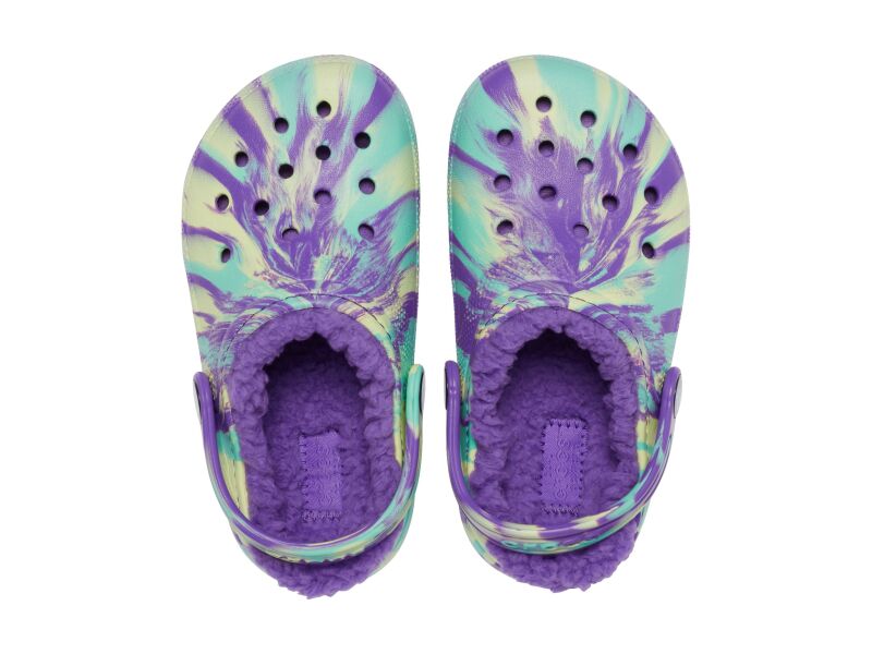 Crocs™ Classic Lined Marbled Clog Kid's Neon Purple/Multi