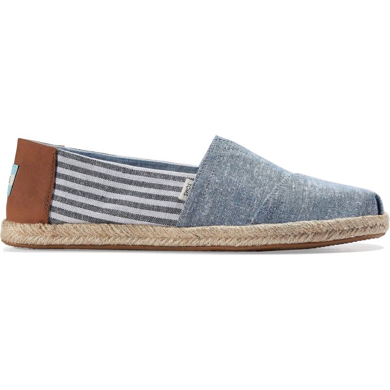 TOMS Chambray Stripes Men's Rope Alpargata Navy