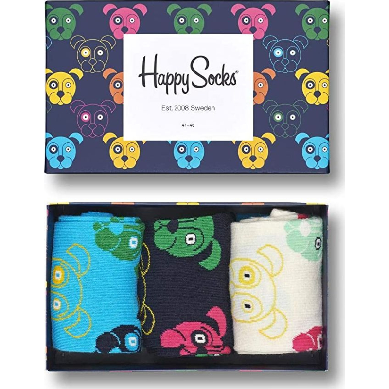 Happy Socks 3-Pack Mixed Dog Socks Gift Set Multi 0100