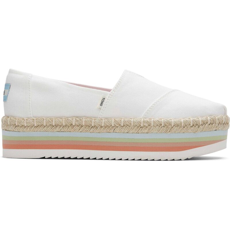 TOMS Canvas Rainbow Platform Rope High Alpargata White