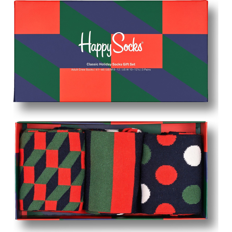Happy Socks 3-Pack Classic Holiday Socks Gift Set Multi 0200