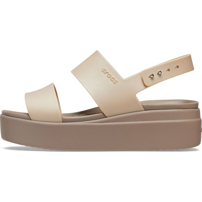 Crocs™ Brooklyn Metallic Low Wedge Women's Metallic Champagne