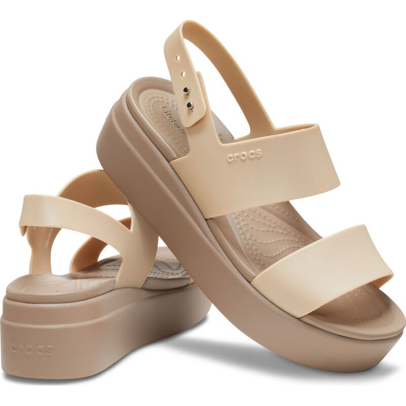Crocs™ Brooklyn Metallic Low Wedge Women's Metallic Champagne