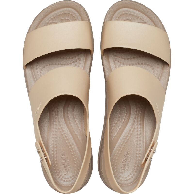 Crocs™ Brooklyn Metallic Low Wedge Women's Metallic Champagne