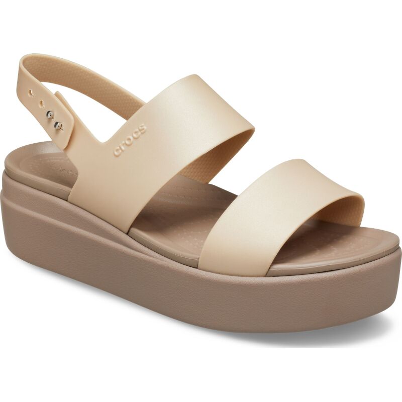 Crocs™ Brooklyn Metallic Low Wedge Women's Metallic Champagne