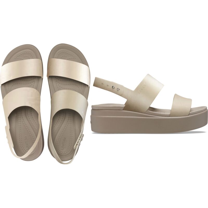 Crocs™ Brooklyn Metallic Low Wedge Women's Metallic Champagne