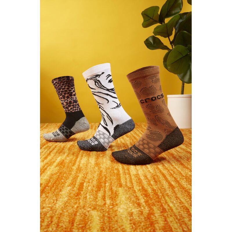 Crocs™ Adult Crew Animal Remix 3-Pack Socks Black/Multi Animal