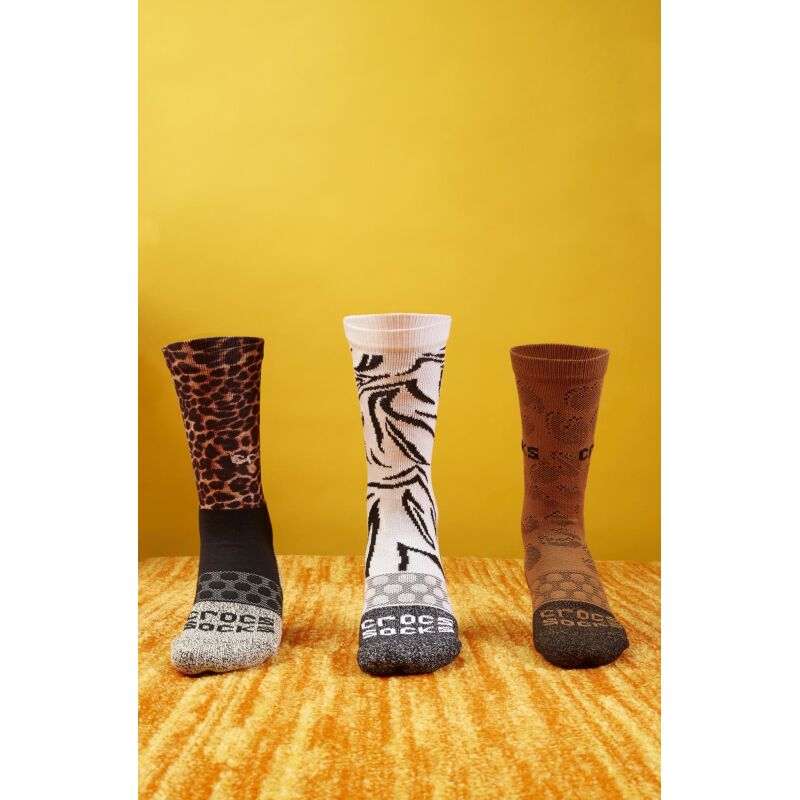 Crocs™ Adult Crew Animal Remix 3-Pack Socks Black/Multi Animal