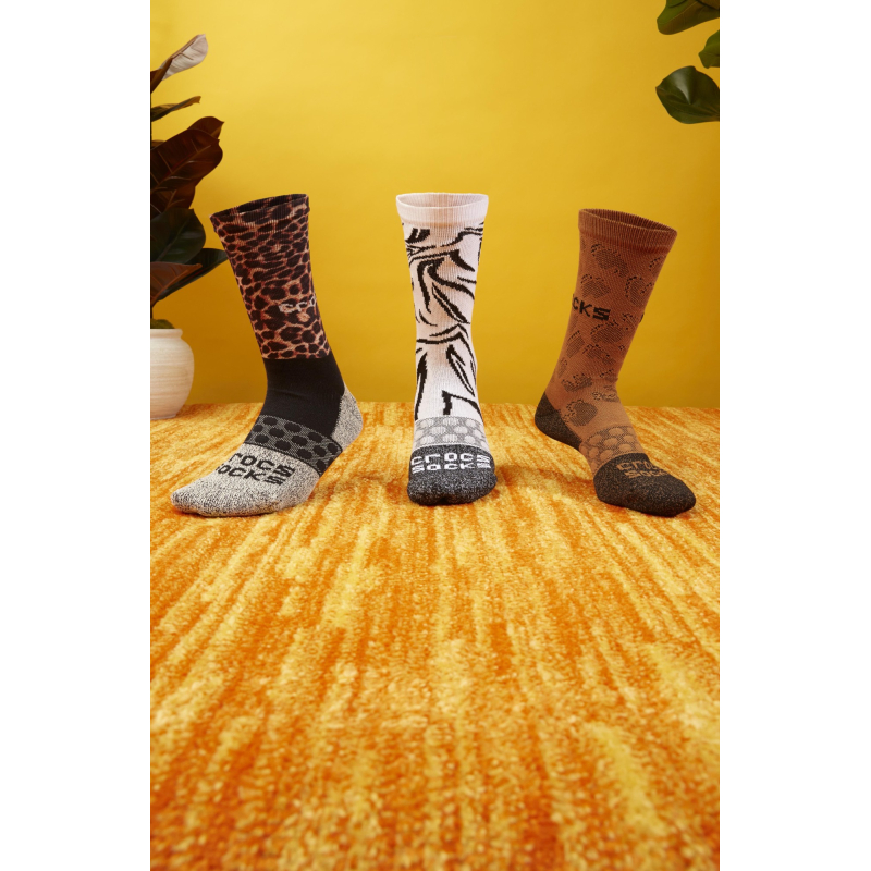 Crocs™ Adult Crew Animal Remix 3-Pack Socks Black/Multi Animal