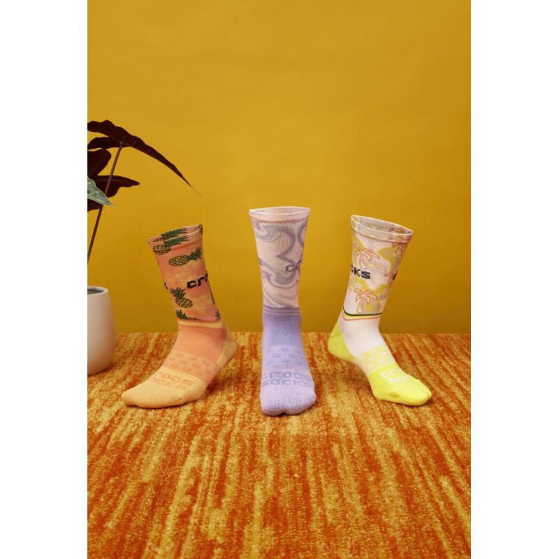Crocs™ Adult Crew Retro Resort 3-Pack Socks White/Tropical