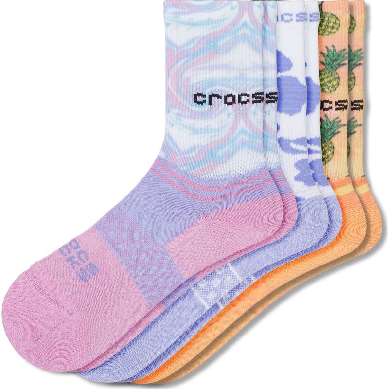 Crocs™ KID CREW GIRL POOL PARTY 3 -PACK SOCKS Tropical/White