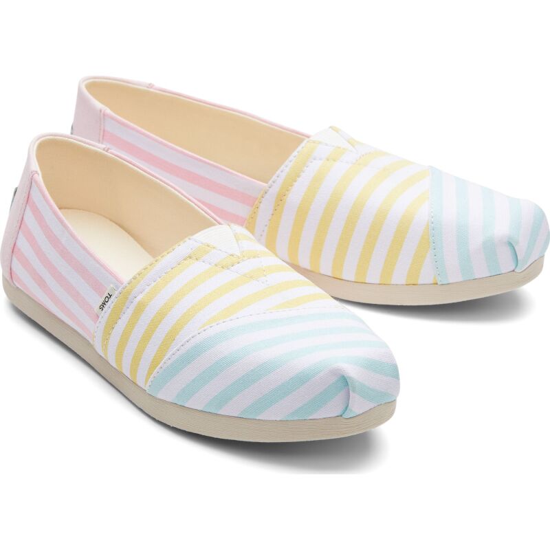 TOMS Stripe Colorblock Canvas Women's Alpargata Pastel Multi