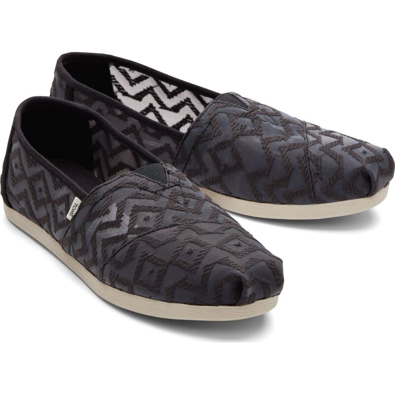 TOMS Chevron Lace Women's Alpargata Black