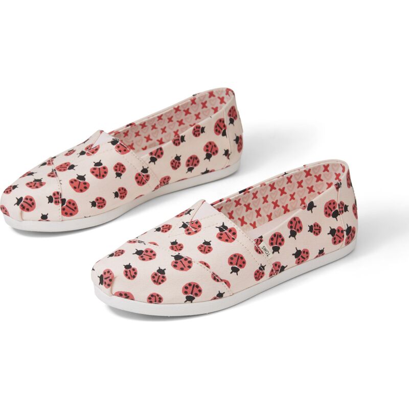 TOMS Love Bugs Print Women's Slip-On Alpargata Pink