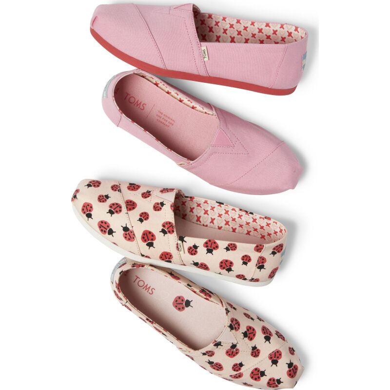 TOMS Love Bugs Print Women's Slip-On Alpargata Pink