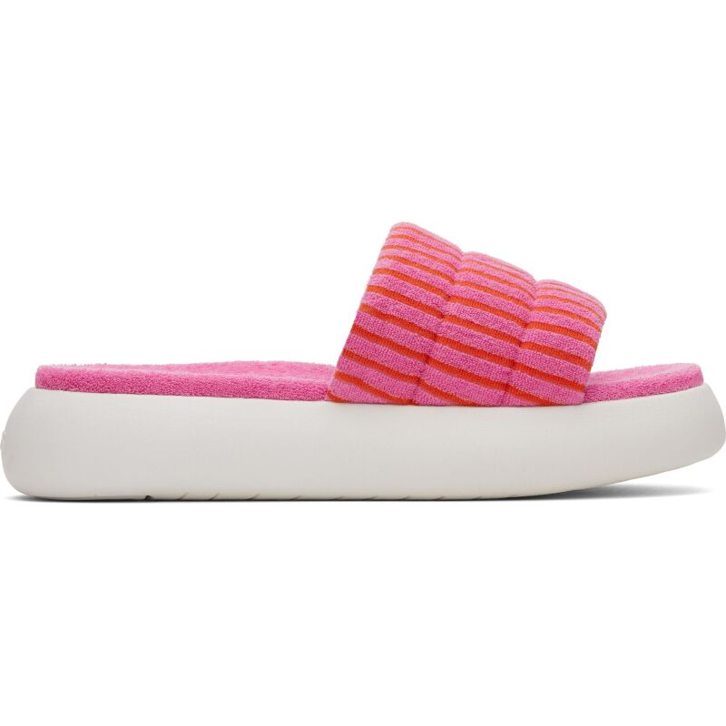 TOMS Striped Terry Women Alpargata Mallow Slide Pink