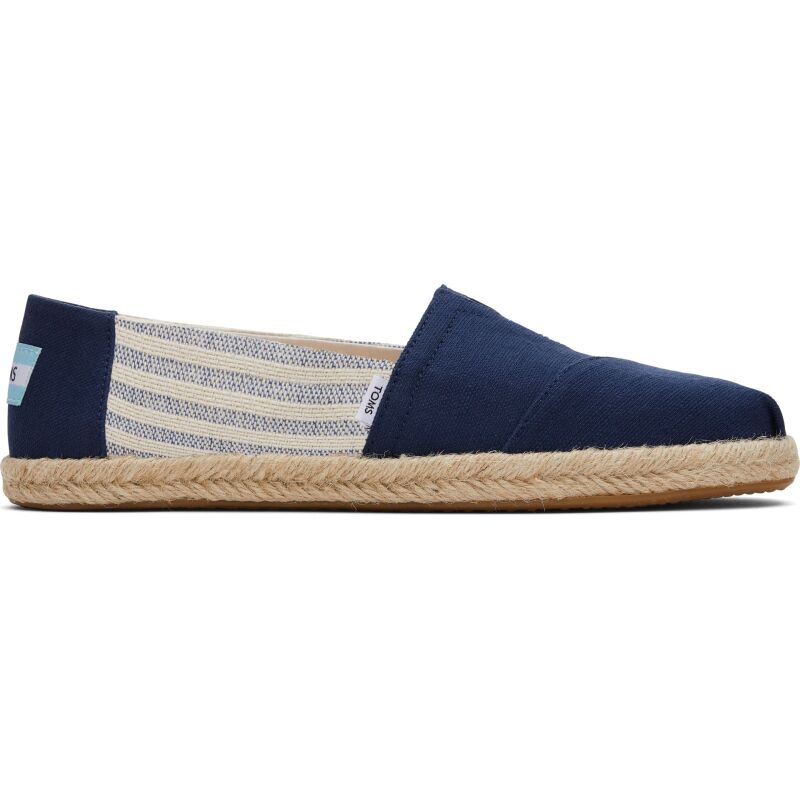 TOMS Recycled Cotton Stripes Women Alpargata Rope Navy