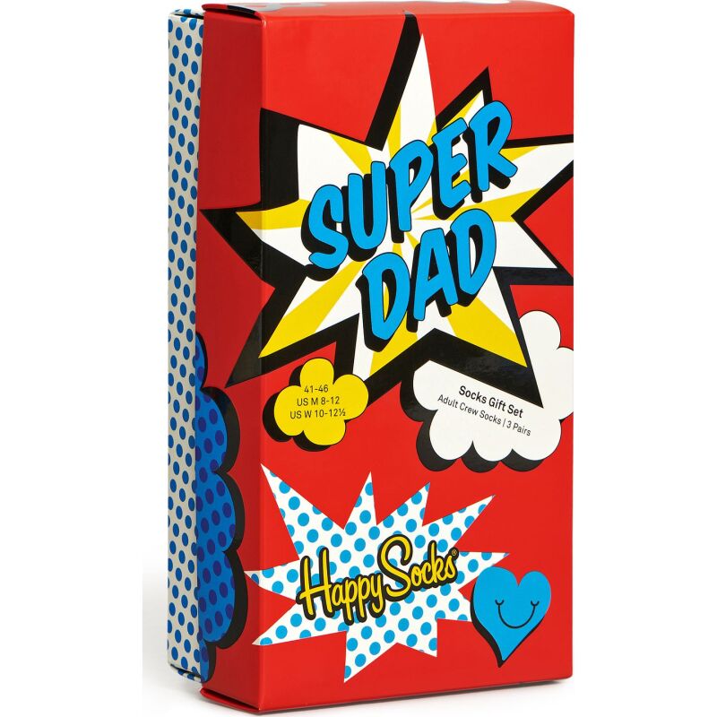 Happy Socks 3-Pack Super Dad Socks Gift Set Red 4350