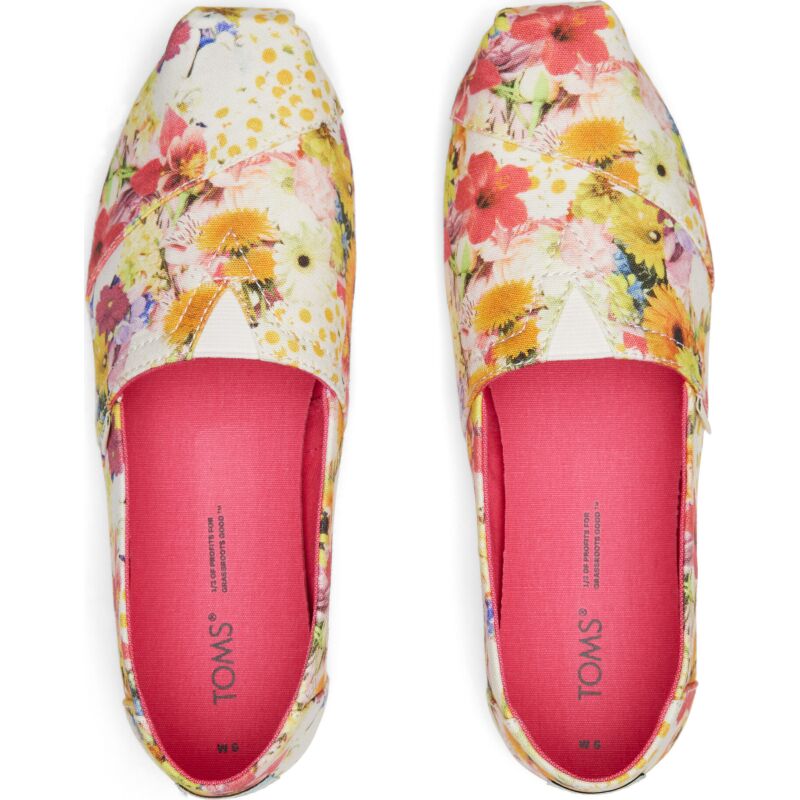 TOMS Photoreal Floral Collage Women's Alpargata White