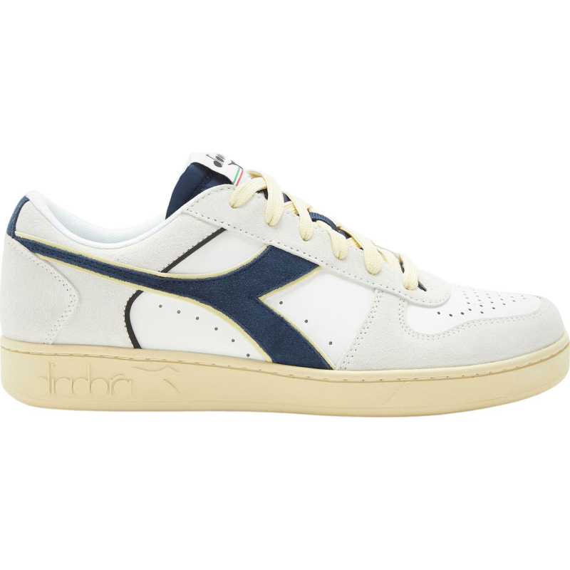 DIADORA Magic Basket Low Suede Leather White/Blue Caspian Sea