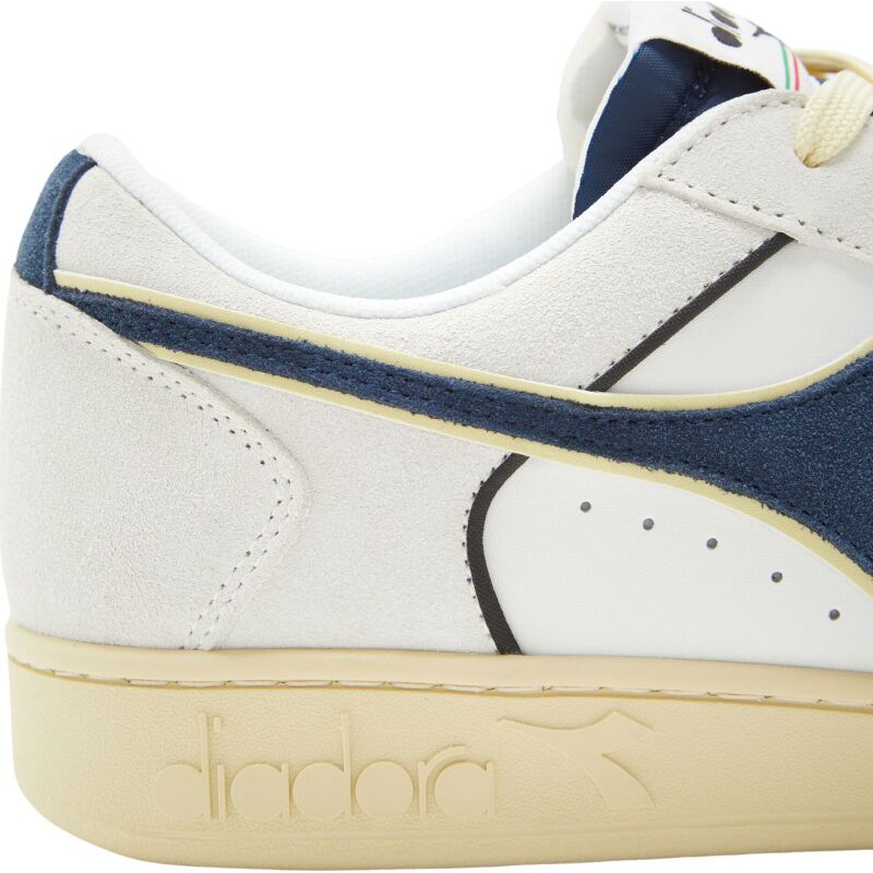 DIADORA Magic Basket Low Suede Leather White/Blue Caspian Sea