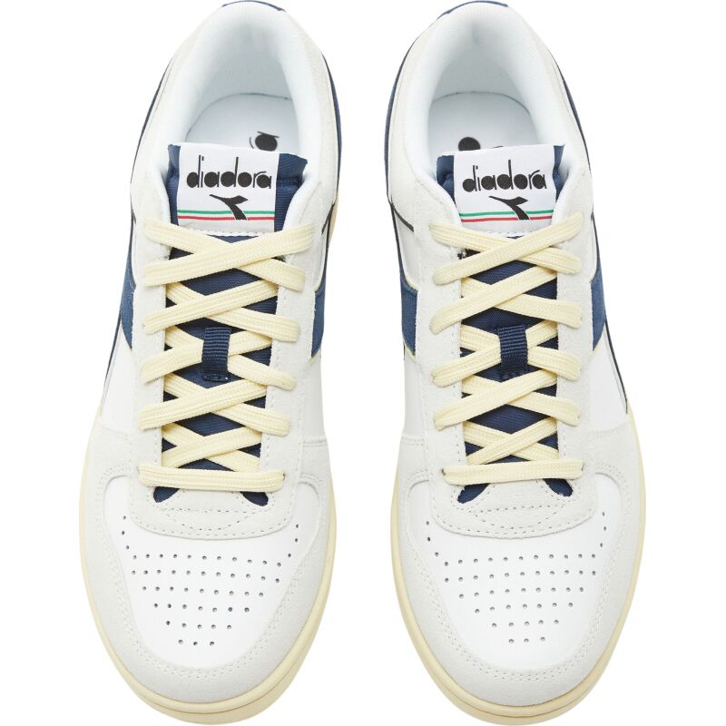 DIADORA Magic Basket Low Suede Leather White/Blue Caspian Sea