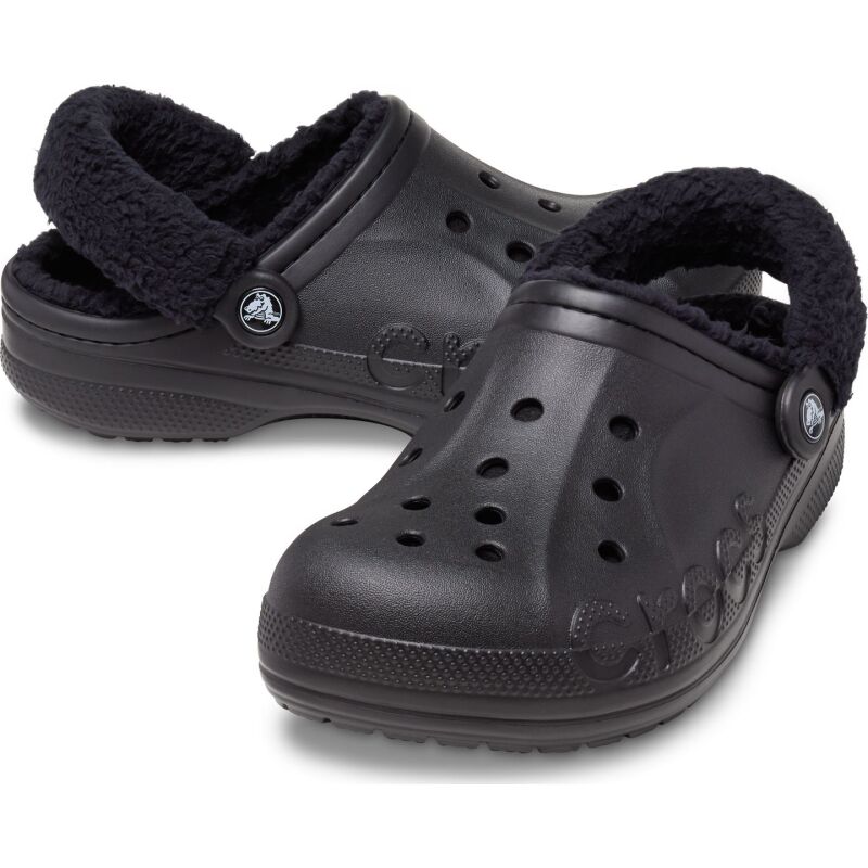 Crocs™ Baya Lined Fuzz Strap Clog Black/Black