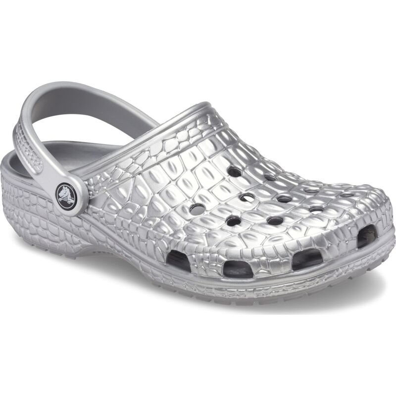 Crocs™ Classic Metallic Crocskin Clog 209093 Silver