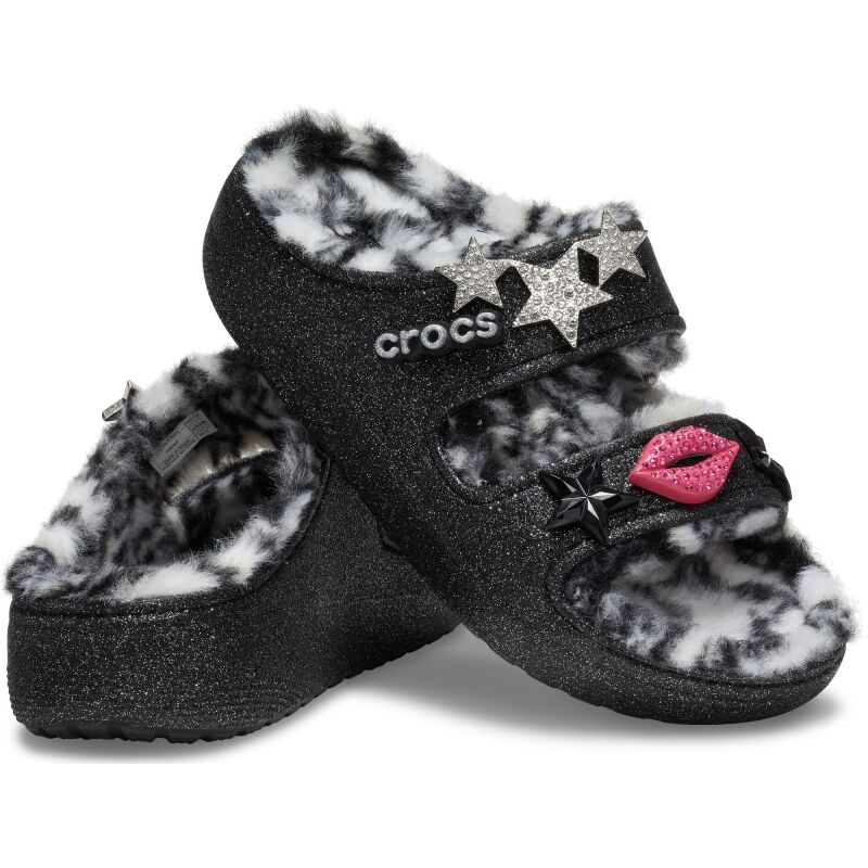 Crocs™ Classic Cozzzy Disco Glitter Sandal Black/Multi