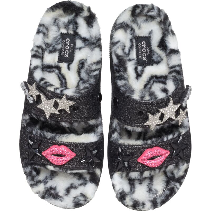 Crocs™ Classic Cozzzy Disco Glitter Sandal Black/Multi