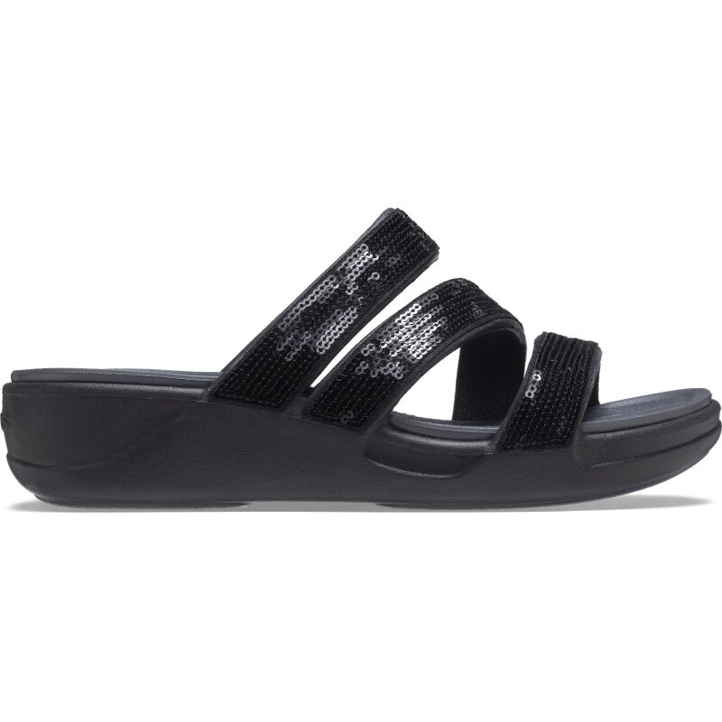 Crocs™ Boca Sequin Strappy Wedge Women's Black