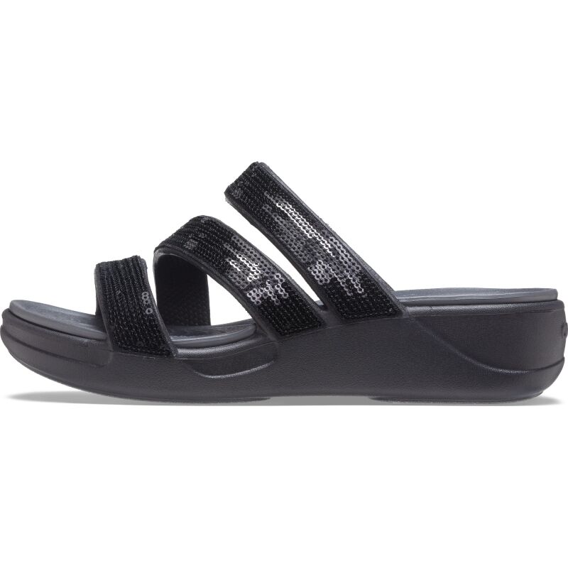 Crocs™ Boca Sequin Strappy Wedge Women's Black