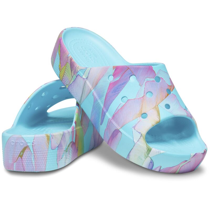 Crocs™ Classic Platform Palm Print Slide Neptune/Multi