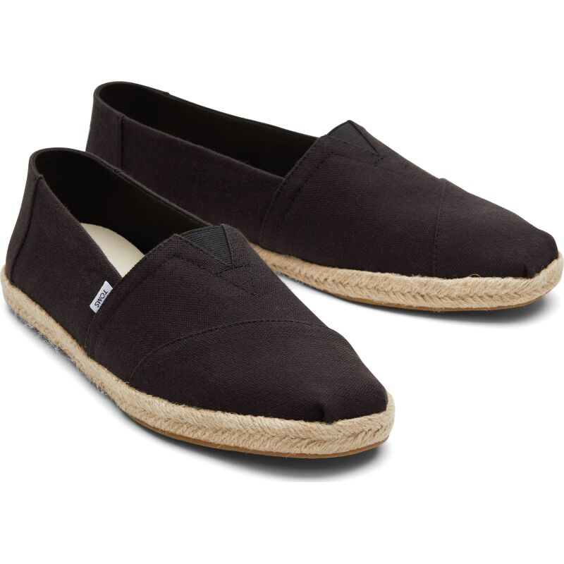 TOMS Recycled Cotton Woven Men Alpargata Rope Black