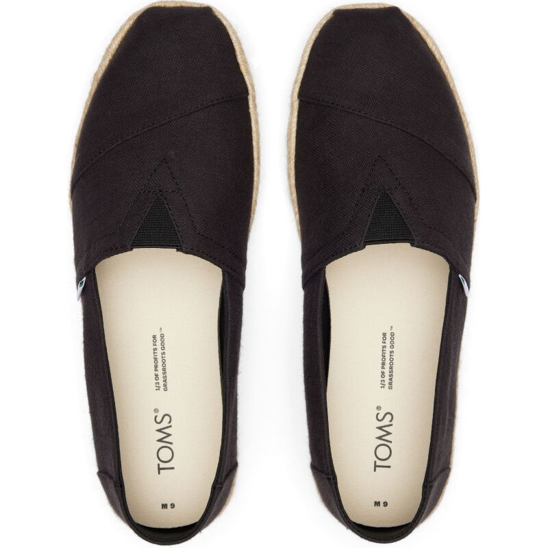 TOMS Recycled Cotton Woven Men Alpargata Rope Black