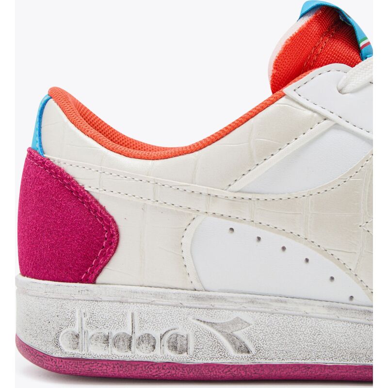 DIADORA Magic Basket Low Croco Wn Wht/Bachelor Button/Daiquiri