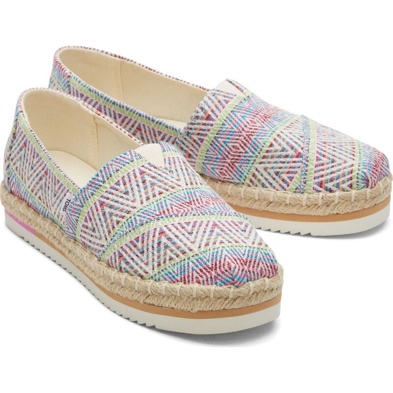 TOMS Diamond Global Woven Women Alpargata Platform Natural