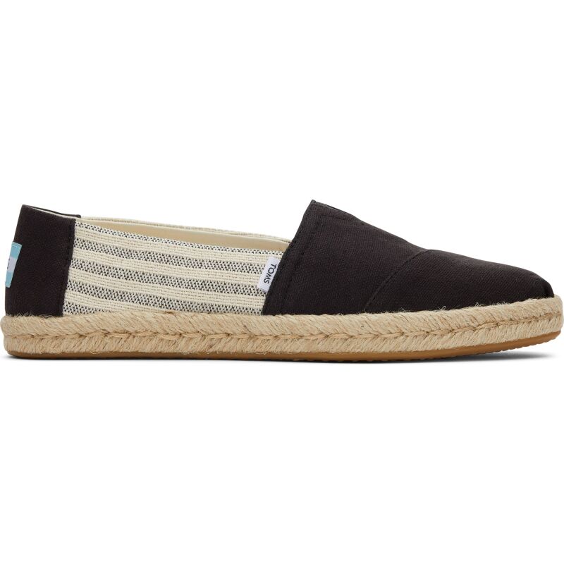 TOMS Recycled Cotton Stripes? Women Alpargata Rope Black