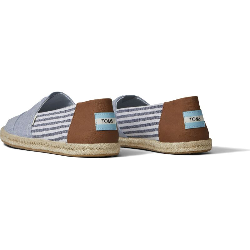 TOMS Chambray Stripes Men's Rope Alpargata Navy