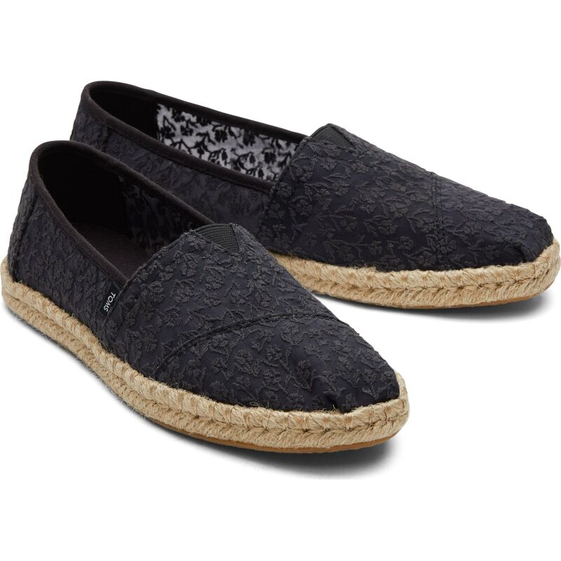 TOMS Posy Lace Women Alpargata Rope Black