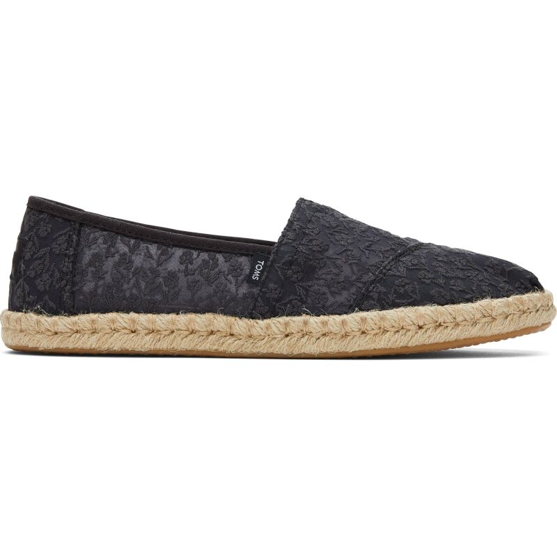 TOMS Posy Lace Women Alpargata Rope Black