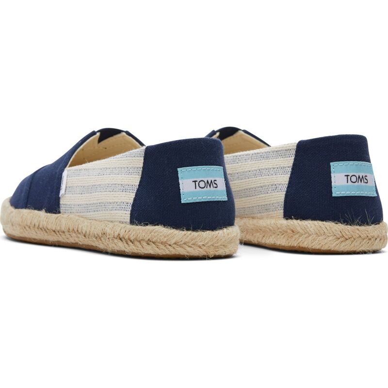 TOMS Recycled Cotton Stripes Women Alpargata Rope Navy