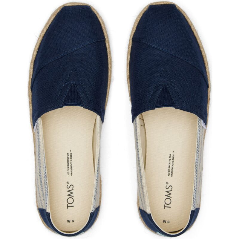 TOMS Recycled Cotton Stripes Women Alpargata Rope Navy