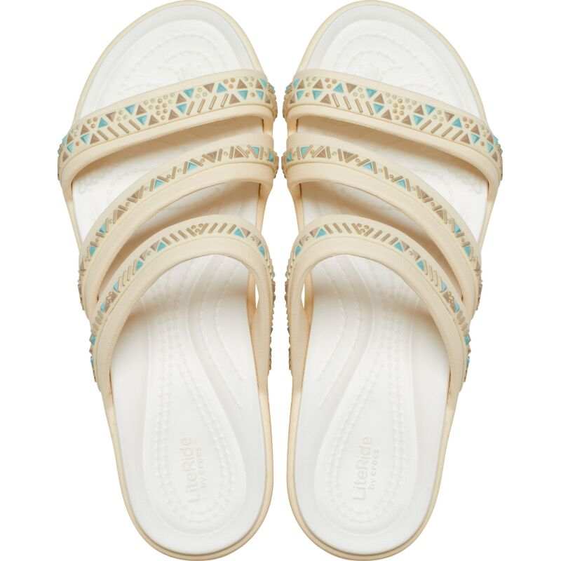 Crocs™ Boca Medallion Strappy Wedge Women Vanilla