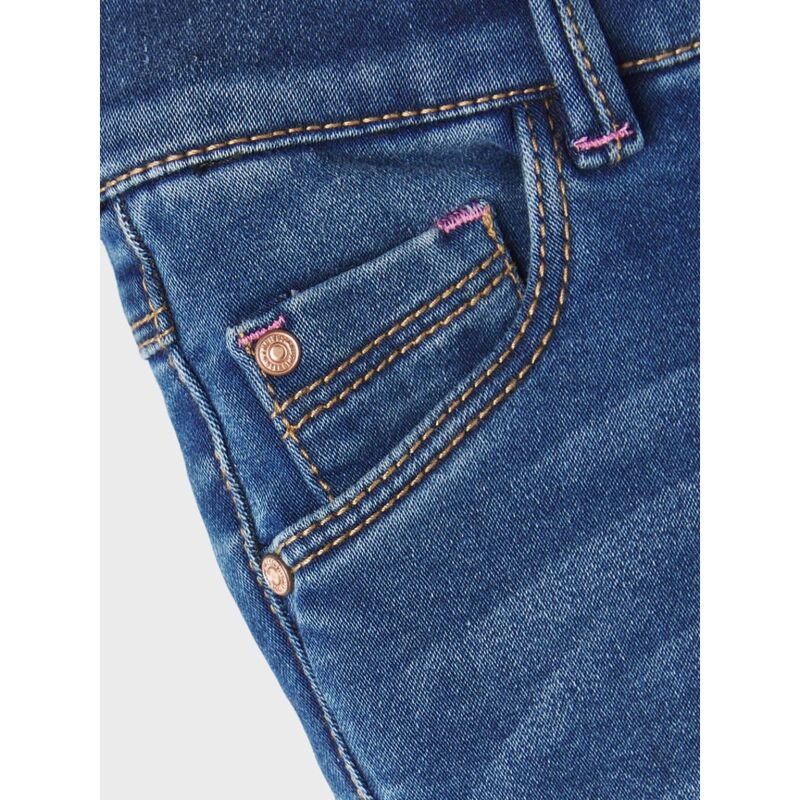 Name It Slim Fleece Jeans Girls' Dark Blue Denim