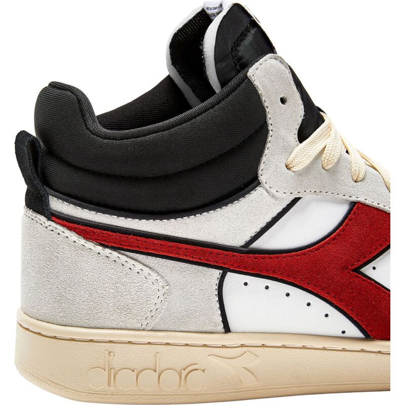 DIADORA Magic Basket Demi Cut Suede Leather White/Ferrari Red Italy