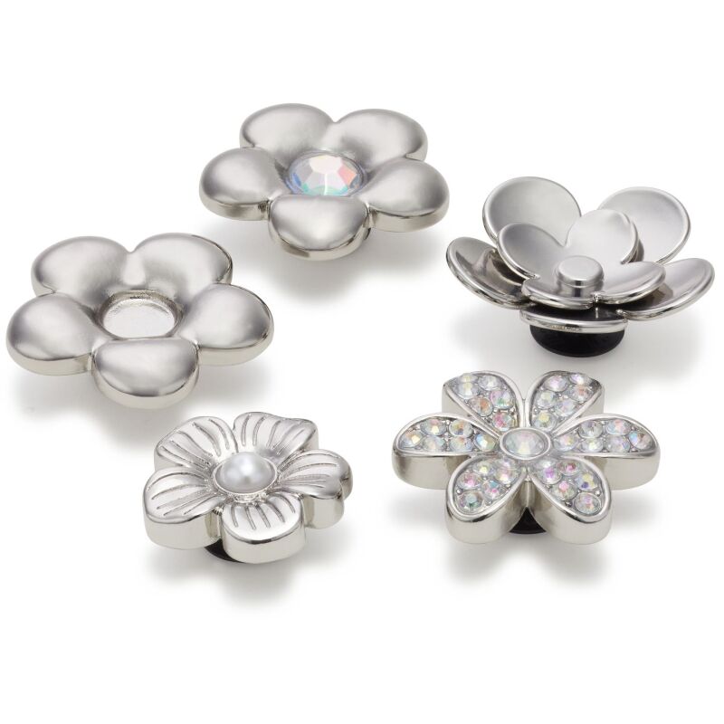 Crocs™ Jibbitz Monochrome Slvr Flwrs 5 Pack