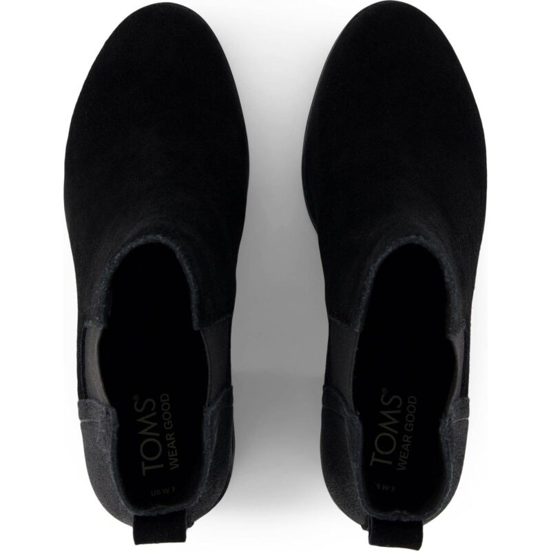 TOMS SUEDE/METALLIC WOMEN'S EVELYN CHELSEA BOOT 100213 Black