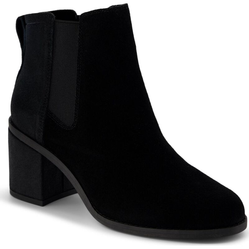 TOMS SUEDE/METALLIC WOMEN'S EVELYN CHELSEA BOOT 100213 Black