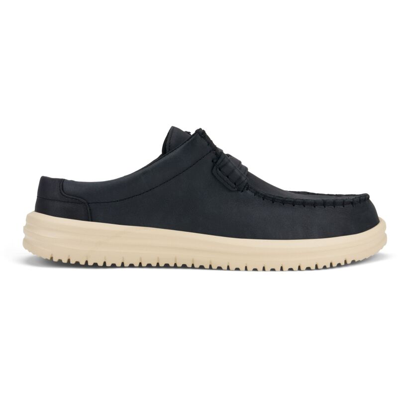 HEYDUDE Wally NXT Mule Leather Men's Black/Wood Ash